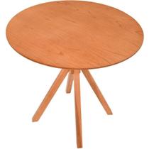 Mesa Gourmet Redonda Pequena Em Madeira Maciça Com Tampo Lâminado 90cm Amêndoa