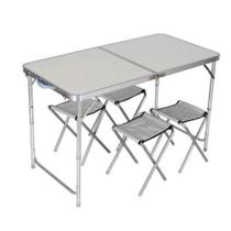 Mesa grande ajustavel camping maleta dobravel em aluminio com 4 cadeiras portatil 120x60cm altura