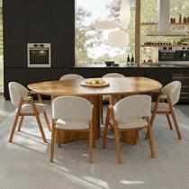 Mesa Grande Ravena 1.80m com 6 Cadeiras Madeira Tecido Linho Premium Para Sala de Jantar Mesa Grande Ravena 1.80m com 6 Cadeiras Madeira Tecido Linho Premium Para Sala de Jantar