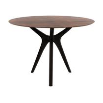 Mesa Graveto - Base Preta - Redonda 124cm - Madeira Pau Ferro
