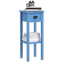 Mesa HOMCOM Mesa lateral de 2 camadas com gaveta azul