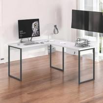 Mesa Home Office Escrivaninha L Industriale Branco com Gaveteiro Mesa Home Office Escrivaninha L Industriale Branco com Gaveteiro