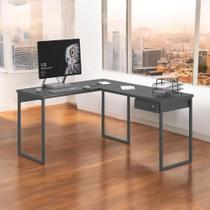 Mesa Home Office Escrivaninha L Industriale Preta com Gaveteiro Mesa Home Office Escrivaninha L Industriale Preta com Gaveteiro