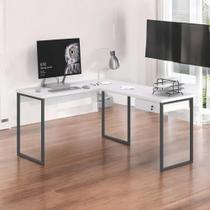 Mesa Home Office Escrivaninha L Shine Branco com Gaveteiro Mesa Home Office Escrivaninha L Shine Branco com Gaveteiro