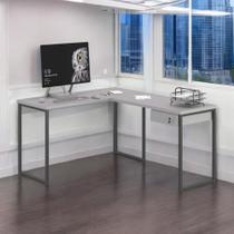 Mesa Home Office Escrivaninha L Shine Cinza com Gaveteiro Mesa Home Office Escrivaninha L Shine Cinza com Gaveteiro