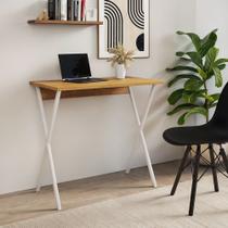 Mesa Home Office X 120x60 com Estrutura em Ferro para Computador - Ferro Branco Tampo Freijó Mesa Home Office X 120x60 com Estrutura em Ferro para Computador - Ferro Branco Tampo Freijó