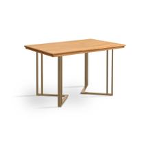 Mesa Industrial 1,20m Alice Tampo em Madeira Maciça Base Cor Champagne Vintage Retrô Imbuia