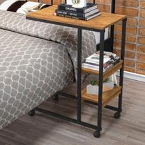 Mesa Industrial Auxiliar Para Cama Miti Preto E Canela Mesa Industrial Auxiliar Para Cama Miti Preto E Canela