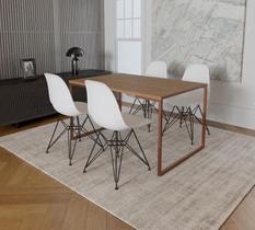 Mesa Industrial Base Ferro Cobre Tampo 137x90 Amendoa 4 Cadeiras Eames Ferro Preto Assento Branco Mesa Industrial Base Ferro Cobre Tampo 137x90 Amendoa 4 Cadeiras Eames Ferro Preto Assento Branco