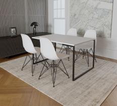 Mesa Industrial Base Ferro Preto Tampo 137x90 Branco 4 Cadeiras Eames Ferro Preto Assento Branco Mesa Industrial Base Ferro Preto Tampo 137x90 Branco 4 Cadeiras Eames Ferro Preto Assento Branco