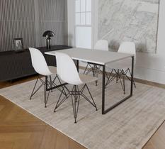 Mesa Industrial Base Ferro Preto Tampo 137x90 Branco 4 Cadeiras Eames Ferro Preto Assento Branco Mesa Industrial Base Ferro Preto Tampo 137x90 Branco 4 Cadeiras Eames Ferro Preto Assento Branco