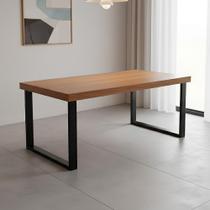 Mesa Industrial Bernardo Madeira Maciça 2,50m com Ferro Preto