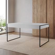 Mesa Industrial Caixote Filadélfia Tampo 120x75 Branco Preto Base Ferro Preto