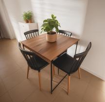 Mesa Industrial de Jantar 4 Lugares 80x80cm Compacta MDF Entrega Rápida para Apartamentos