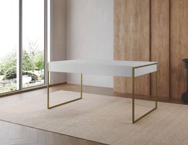 Mesa Industrial Filadélfia 137x90 Ferro Dourado Tampo Branco Mesa Industrial Filadélfia 137x90 Ferro Dourado Tampo Branco