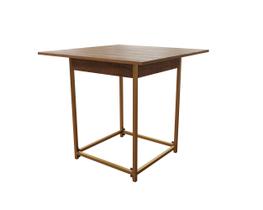 Mesa Industrial Mônaco 80x80 Ferro Dourado Tampo Amêndoa