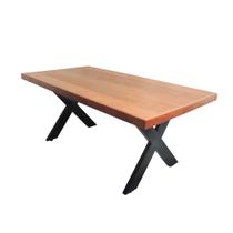 Mesa Industrial Texas Madeira Maciça 1,60m Ferragem Preta