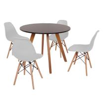 Mesa Inês 100cm Preta + 4 Cadeiras Eames Eiffel - Cinza