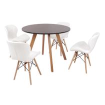 Mesa Inês 100cm Preta + 4 Cadeiras Eiffel Slim - Branca