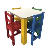Mesa Infantil 4 Cadeiras Criança Atividades Madeira Camaleão