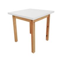 Mesa Infantil 65x65cm Branco Linha Colorê Base em Madeira Maciça Pinus - LEAO STORE