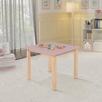Mesa Infantil 65x65cm Rosa Linha Colorê Base em Madeira Maciça Pinus