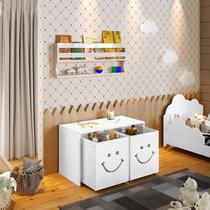 Mesa Infantil Alegra Smile com 2 Nichos - Branco c/ Led