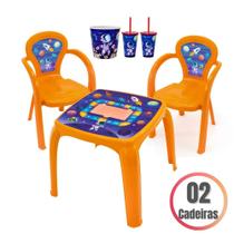 Mesa Infantil Astronauta c/ 2 Cadeira + Balde Pipoca + Copos