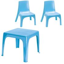 Mesa Infantil Azul + 2 Cadeiras de Plástico Reforçado Mesa Infantil Azul + 2 Cadeiras de Plástico Reforçado