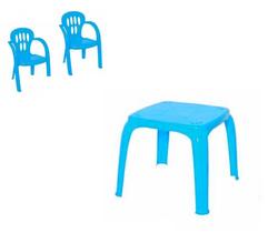 Mesa infantil azul com 2 cadeiras criança atividades