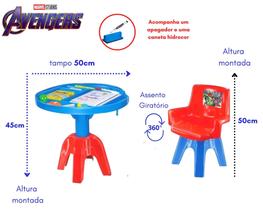 Mesa infantil c/tampa removível e divisória+cadeira vingadores-marvel centro de atividades-líder presente para criança - LIDER