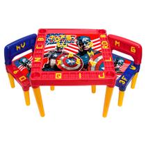 Mesa Infantil Capitão América Jogo de Letras + 2 Cadeiras