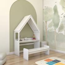 Mesa Infantil Casinha Montessoriana com Banco 100% Mdf Branco Brilho - Panorama Móveis Mesa Infantil Casinha Montessoriana com Banco 100% Mdf Branco Brilho - Panorama Móveis