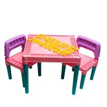 Mesa Infantil Colorida Educativa C/ 2 Cadeiras Tritec Menina