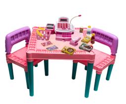 Mesa Infantil Com 2 Cadeira Educativa Para Crianças+Presente.