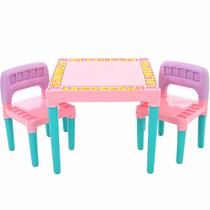 Mesa Infantil Com 2 Cadeira Rosa Educativa Para Crianças 3827 - Tritec Mesa Infantil Com 2 Cadeira Rosa Educativa Para Crianças 3827 - Tritec