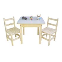 Mesa Infantil com 2 Cadeiras de Madeira Conjunto Educativo Didático para Atividades e Brincadeiras