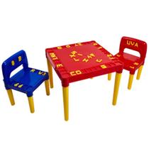 Mesa infantil com 2 cadeiras educativa para criancas tritec