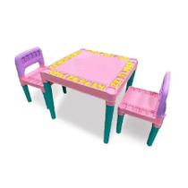 Mesa Infantil com 2 Cadeiras Tritec Rosa Educativa Crianças 2 a 6 Anos