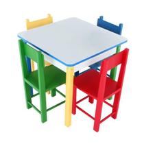 Mesa Infantil Com 4 Cadeiras Carlu MDF Coloridas