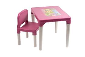 Mesa Infantil com Cadeira Educativa Princesas Rosa menina