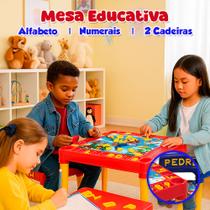 Mesa Infantil Com Cadeira Educativa Super Mario Colorida