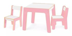 Mesa Infantil Conjunto Com 2 Cadeiras Rosa Junges Em Madeira MDF Didática 990