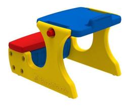 Mesa Infantil De Recreio Com Baú 6025 Brinquedos Bandeirante Azul/vermelho/amarelo Mesa Infantil De Recreio Com Baú 6025 Brinquedos Bandeirante Azul/vermelho/amarelo