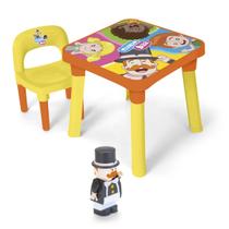 Mesa Infantil Didática Bita Mesa Cadeira Divisória + Boneco
