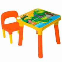 Mesa Infantil Dinossauro Com Cadeira Para Crianças Didática Colorida - Monte Líbano