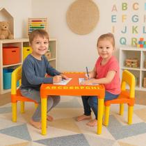 Mesa Infantil Educativa C/ 2 Cadeiras Desenho Laranja