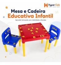 Mesa Infantil Educativa com 2 Cadeira Mesinha com Letras e Números - Rosa