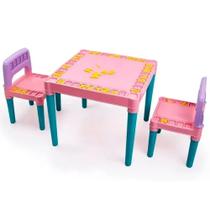 Mesa Infantil Educativa Desmontável com 2 Cadeiras Rosa - Tritec 4130