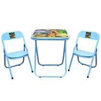 Mesa infantil para crianças utilaço 2 cadeiras e 1 mesa azul